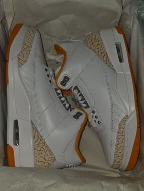 Jordan White & Orange Retro Basketball Sneakers